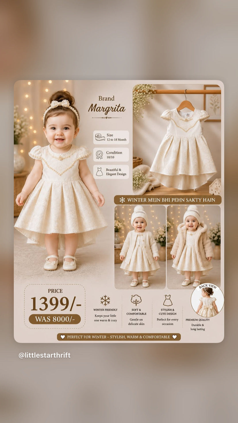 Margrita Girls Premium Party Frock – 12 to 18 Months | Preloved | Like New