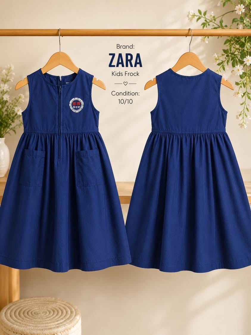 ZARA Girls Blue Sleeveless Dress – Premium Quality | Condition 10/10