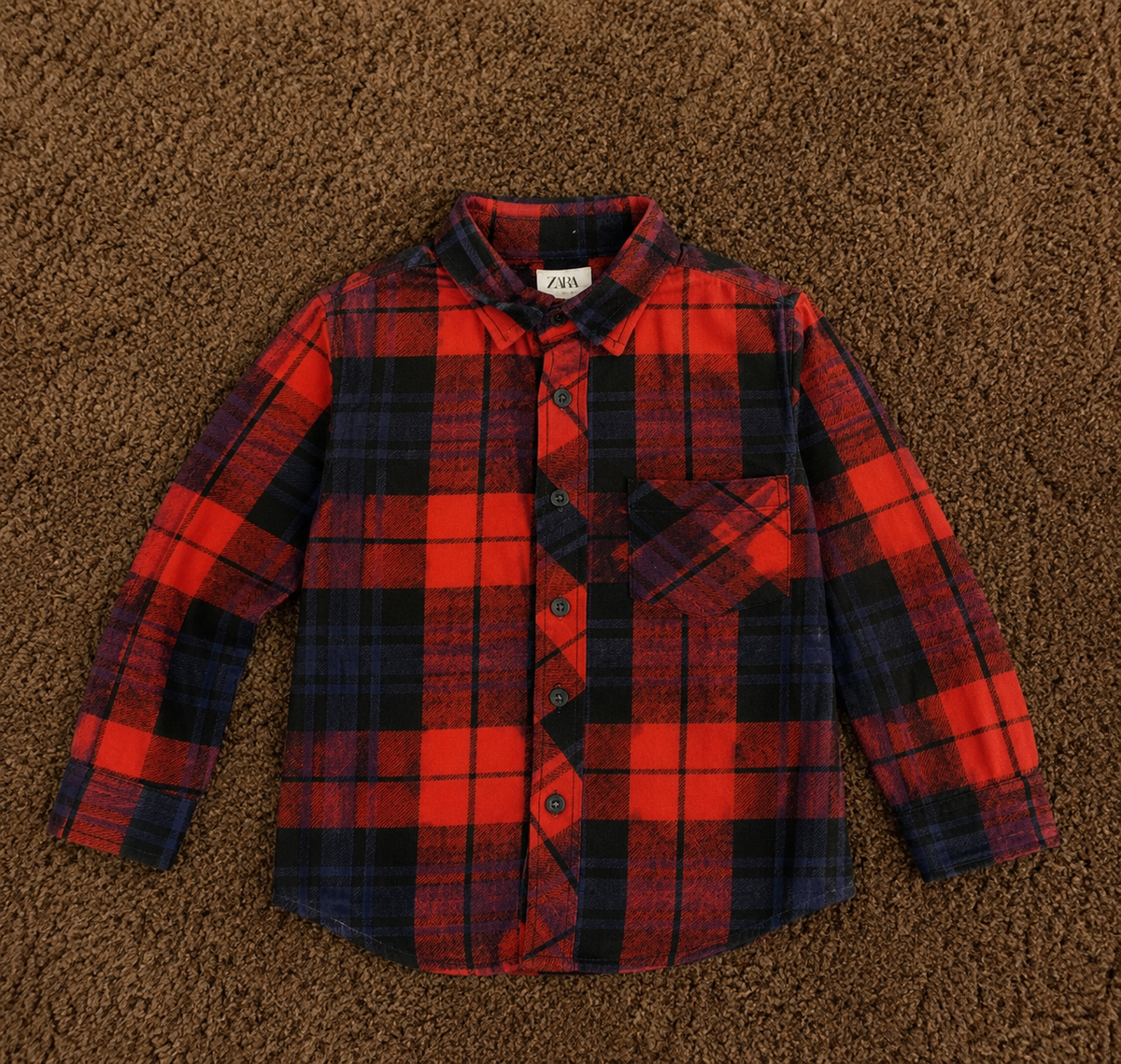 ZARA Kids Unisex Check Full Sleeve Shirt