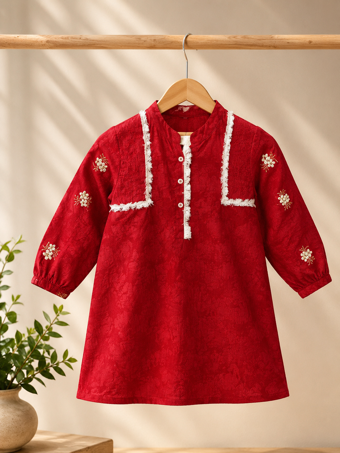 Cocobee Embroidered Girls Suit – Brand New with Tag | Size 2–3 Years | Red