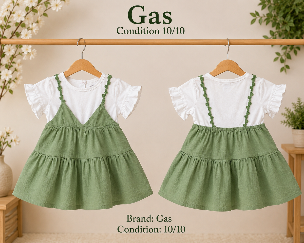 GAS Girls Green Layered Dress frock