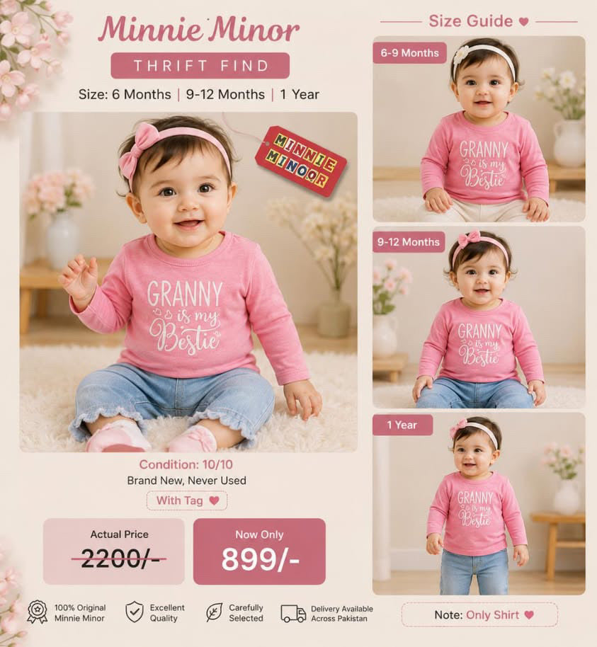 Original Minnie Minors Baby Shirt – 6 Months | Brand New with Tag