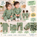 Unisex Baby Dinosaur Printed Full-Sleeve Bodysuit – Green