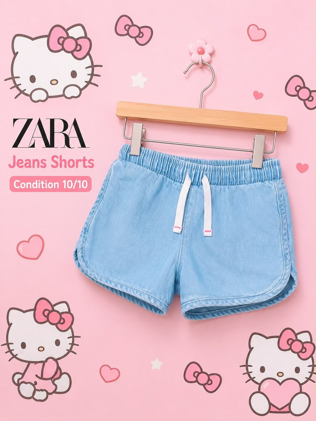 Zara Girls Light Blue Denim Shorts – Condition 10/10