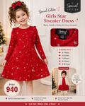 Red Girls Star Sweater Dress