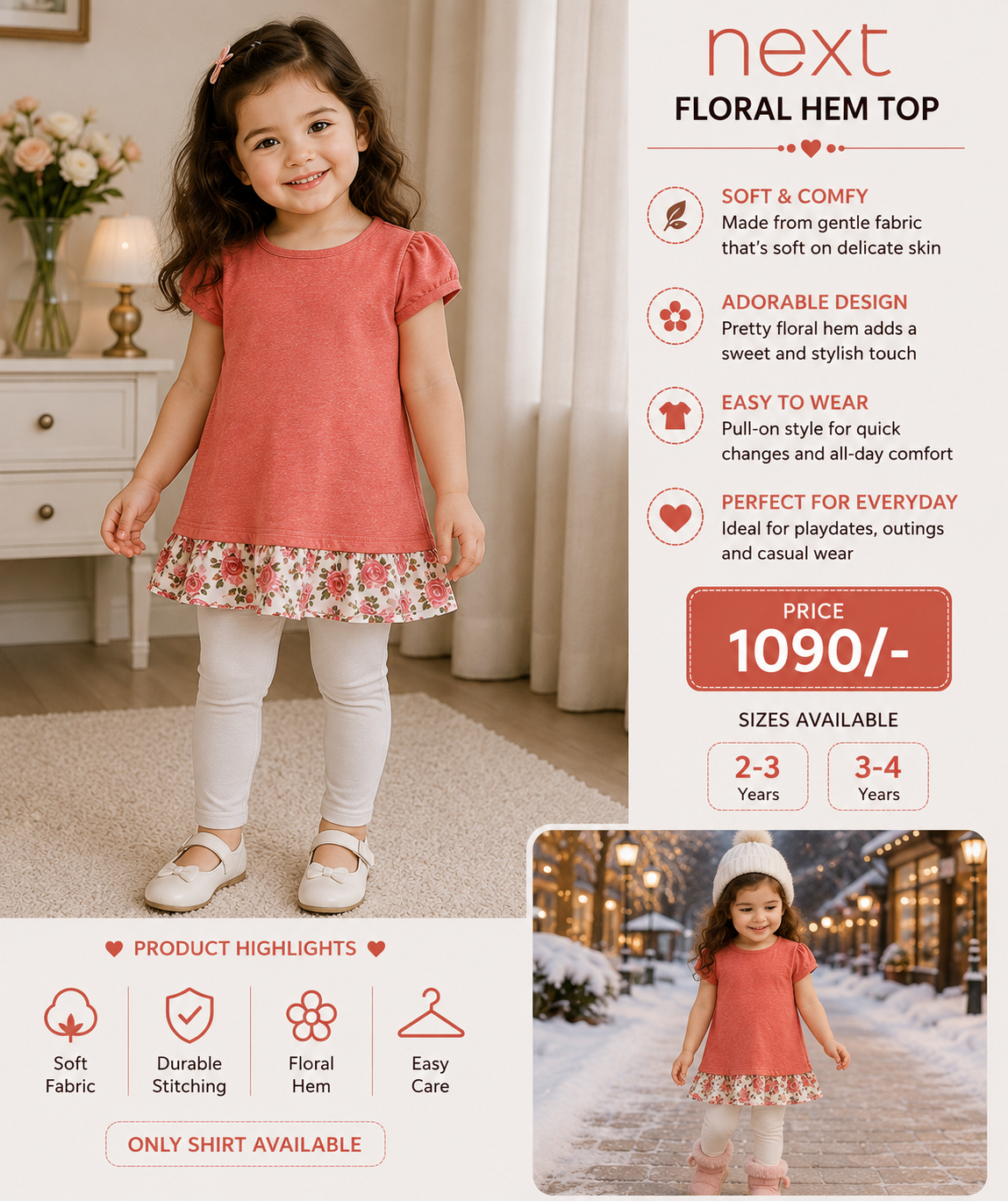 Next Girls Floral Hem Stylish Top
