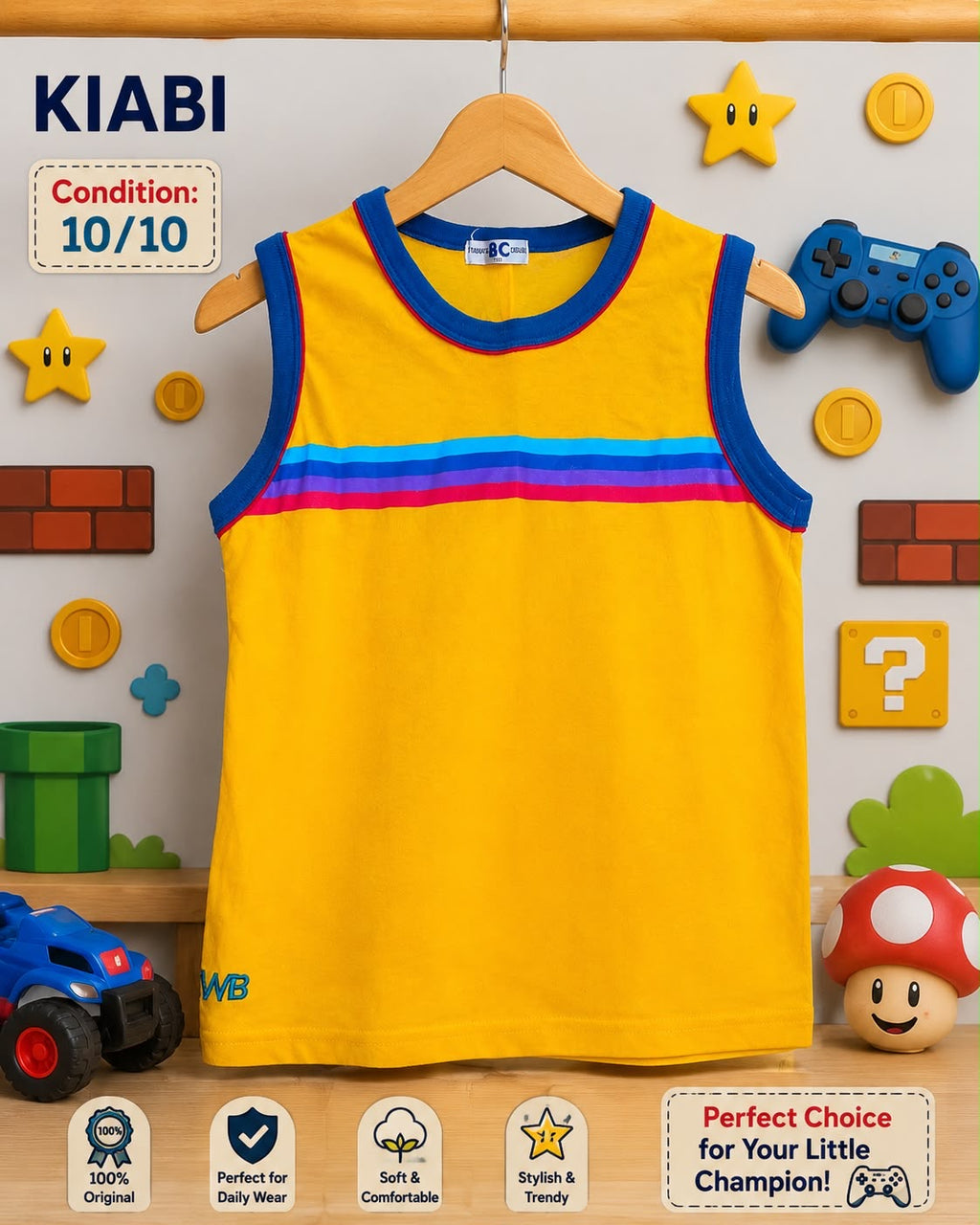 KIABI Boys Yellow Sleeveless Tank Top | Condition 10/10