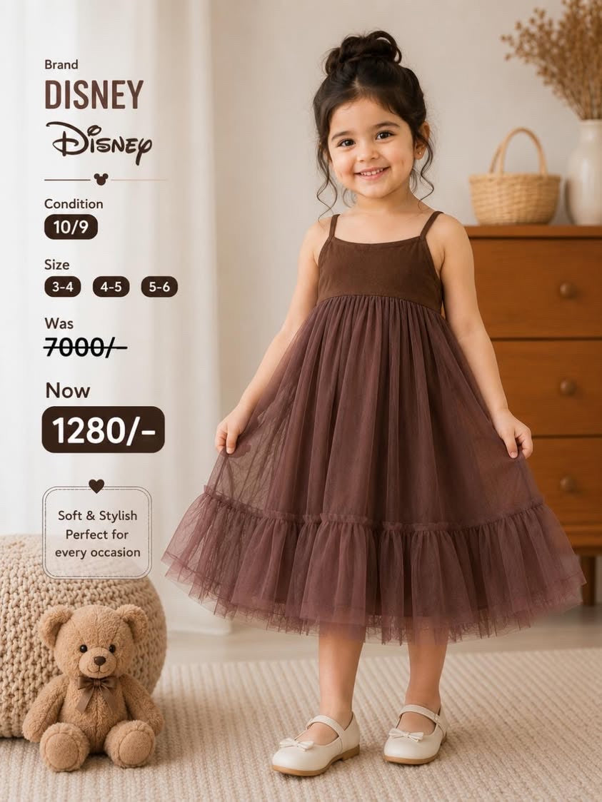 Disney Girls Brown Tulle Party Dress | Princess Occasion Dress