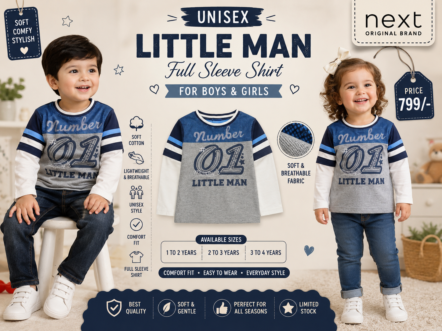Next Kids Little Man Full Sleeve Shirt