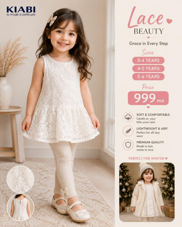 Kiabi Girls White Lace Dress