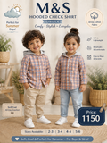 M&S Kids Unisex Hooded Check Shir