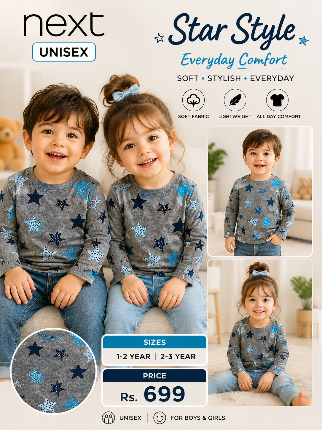 NEXT Unisex – Star Print Top