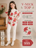 Girls Floral V-Neck Top with Winter Inn
