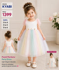 KYABI Pastel Rainbow Tulle Party Dress for Girls