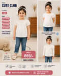 Cute Club White Lace Girls Shirt | Soft & Stylish Top | 3–7 Years