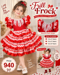 Red & White Frill Frock ❤️