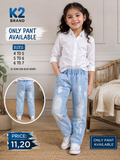 K2 Girls Trendy Ripped Denim Pants