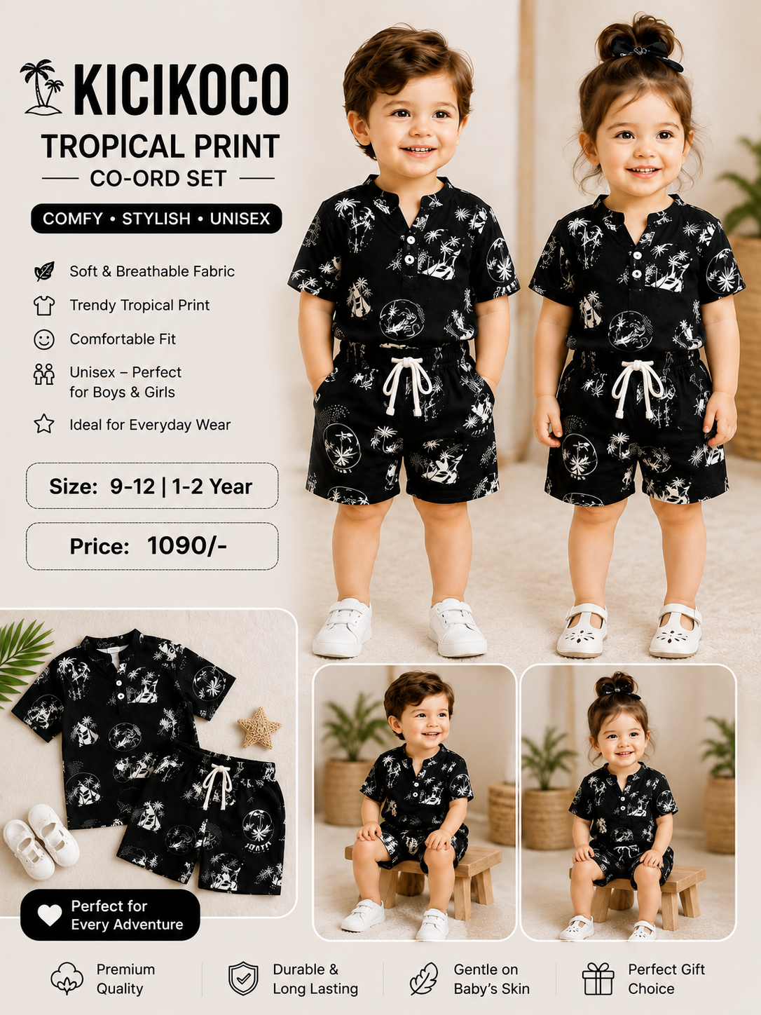 KICIKOCO Tropical Print Unisex Co-Ord Set