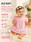 Old Navy Pink Polka Dot Baby Dress | Soft Cotton | 6 Months–2 Years