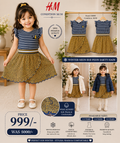 H&M Girls Striped Winter Dress – Premium Quality | 10/10 Condition