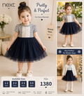 Next Girls Navy Lace Tulle Party Dress