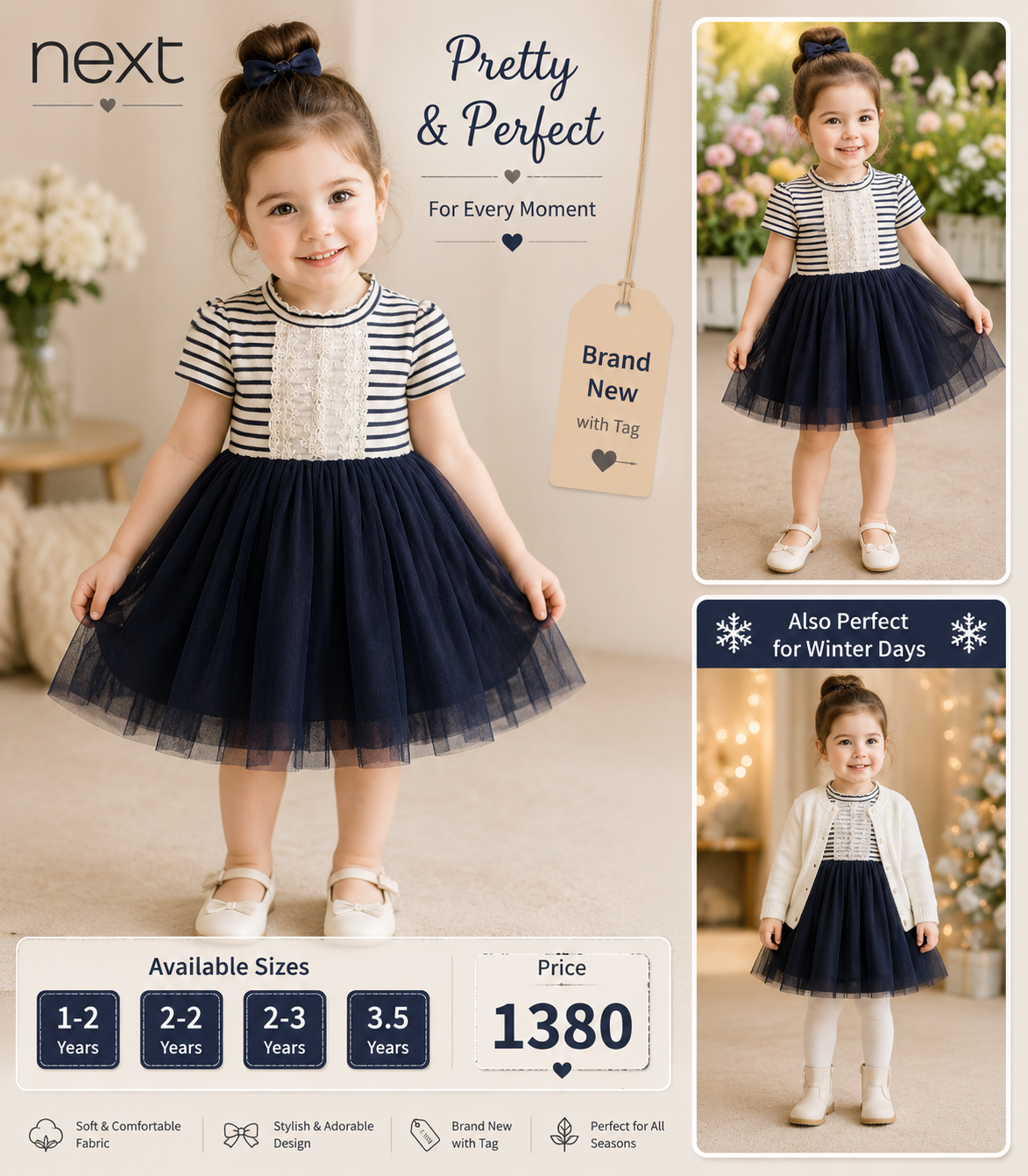 Next Girls Navy Lace Tulle Party Dress