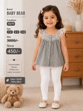 Baby Bear Girls Grey Lace Sleeveless Top | Soft Cotton | Only Shirt