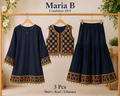 Maria B Girls Embroidered 3-Piece Gharara Set tie and die gharara