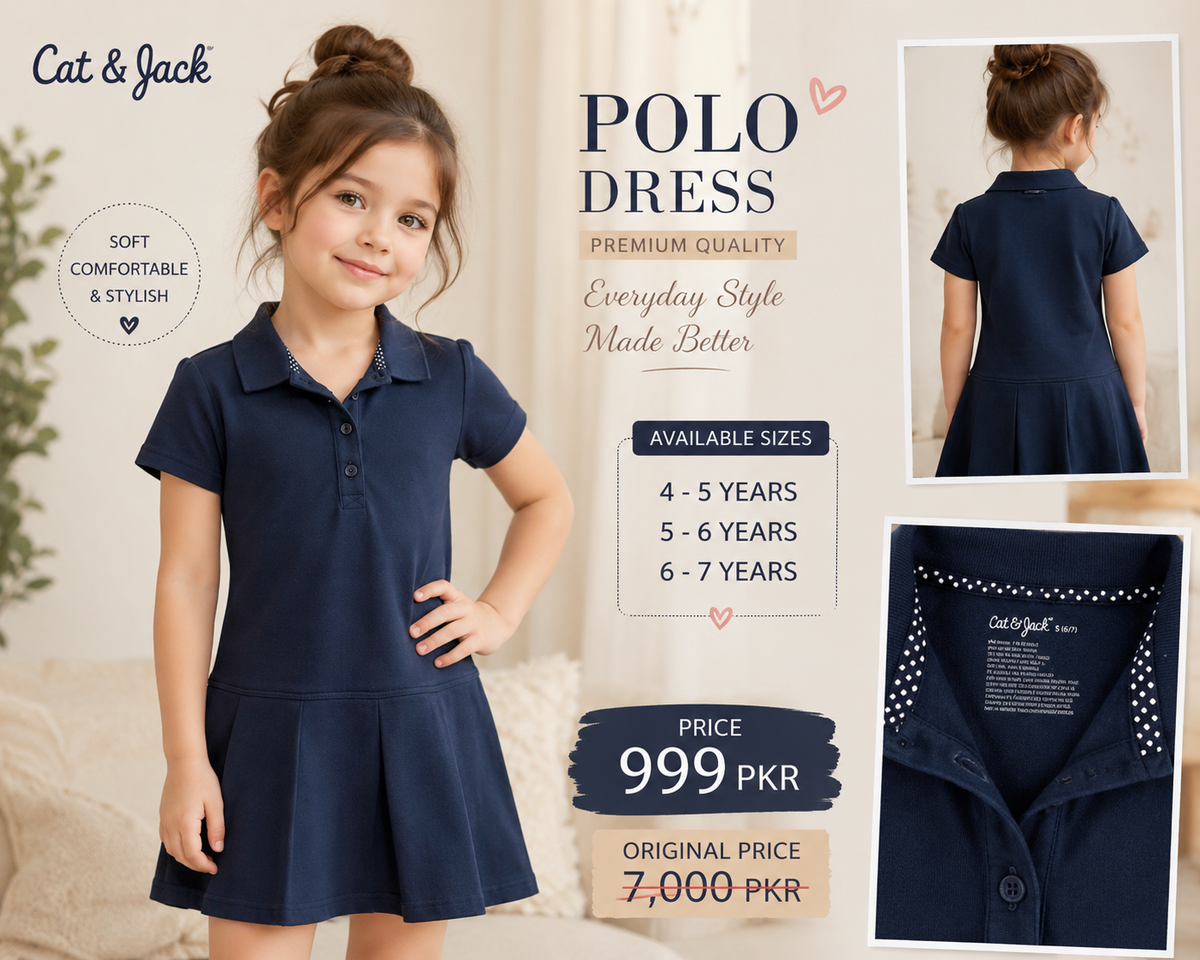 Cat & Jack Girls’ Navy Blue Polo Shirt Dress