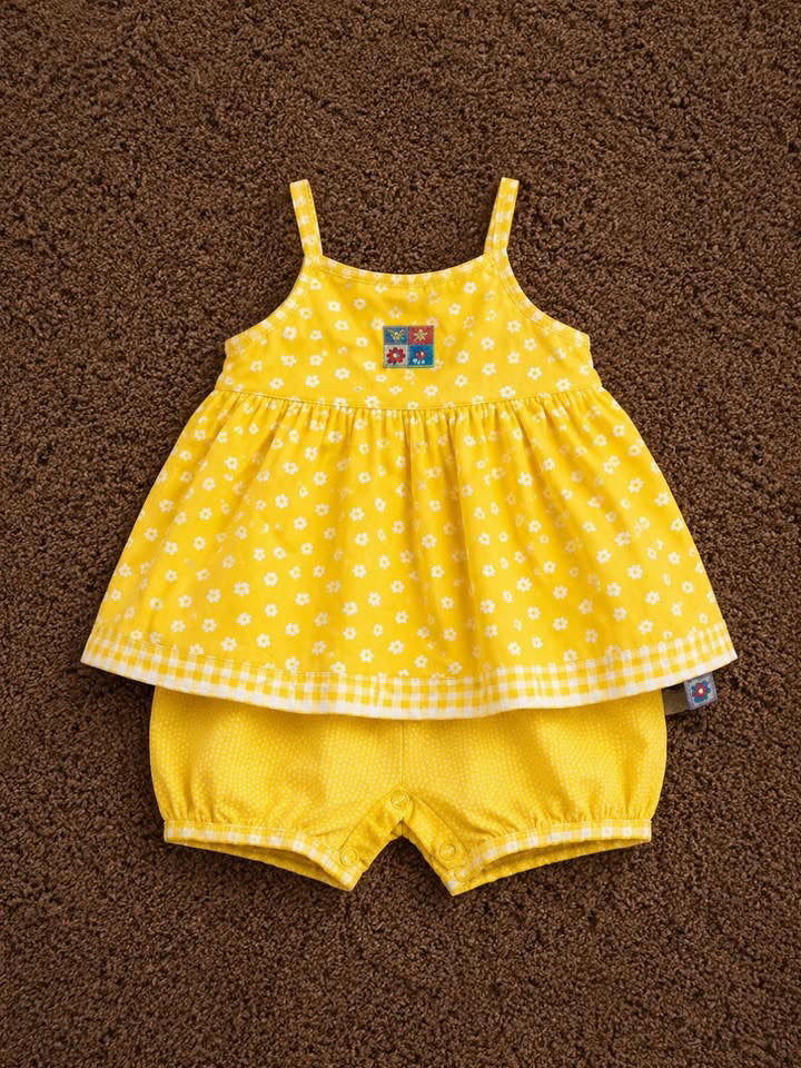 H&M Baby Girl Yellow Floral Romper Dress | Cotton Summer Outfit | Condition 10/10