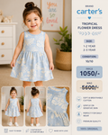 Carter’s Blue Floral Cotton Dress for Girls | 10/10 Condition