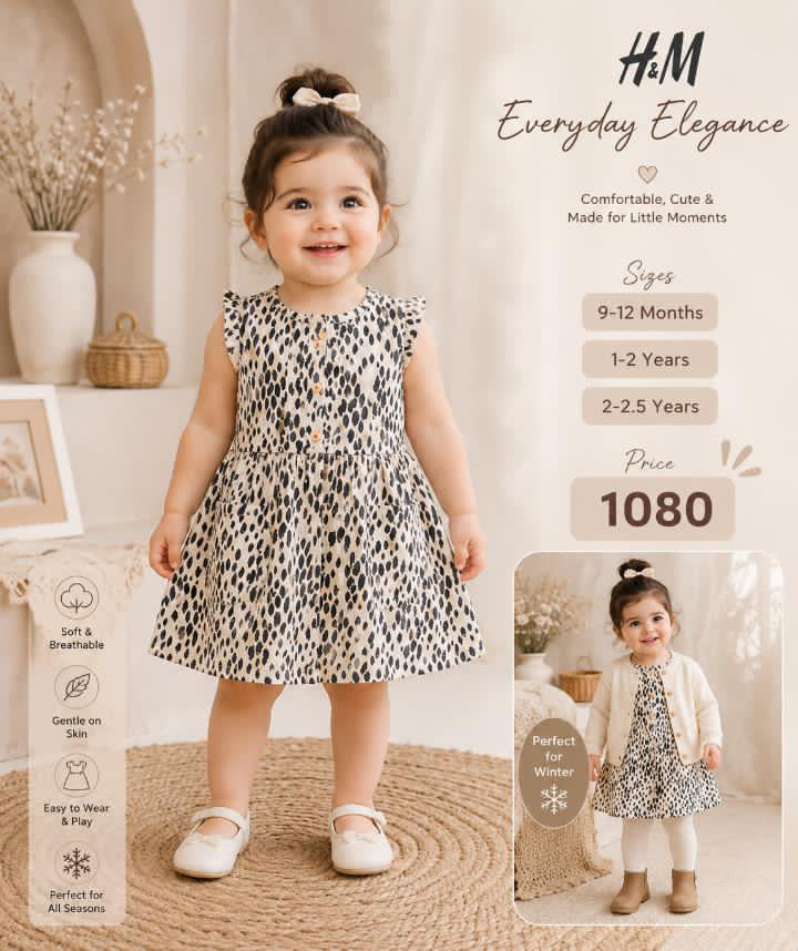 H&M Girls Printed Party Dress