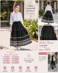 LOFT Girls Black Printed Boho Long Skirt