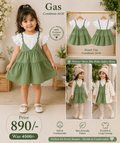 Gas Girls Green Layered Dress with Tee – Stylish Set | 10/10 Condition
