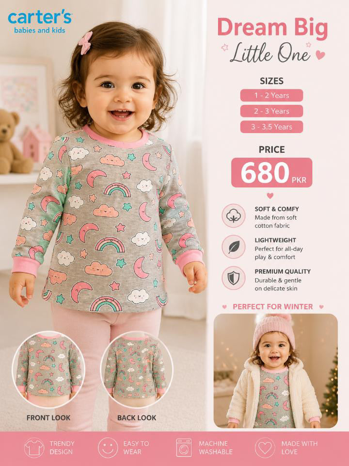 Carter’s Girls Rainbow Printed Winter Top