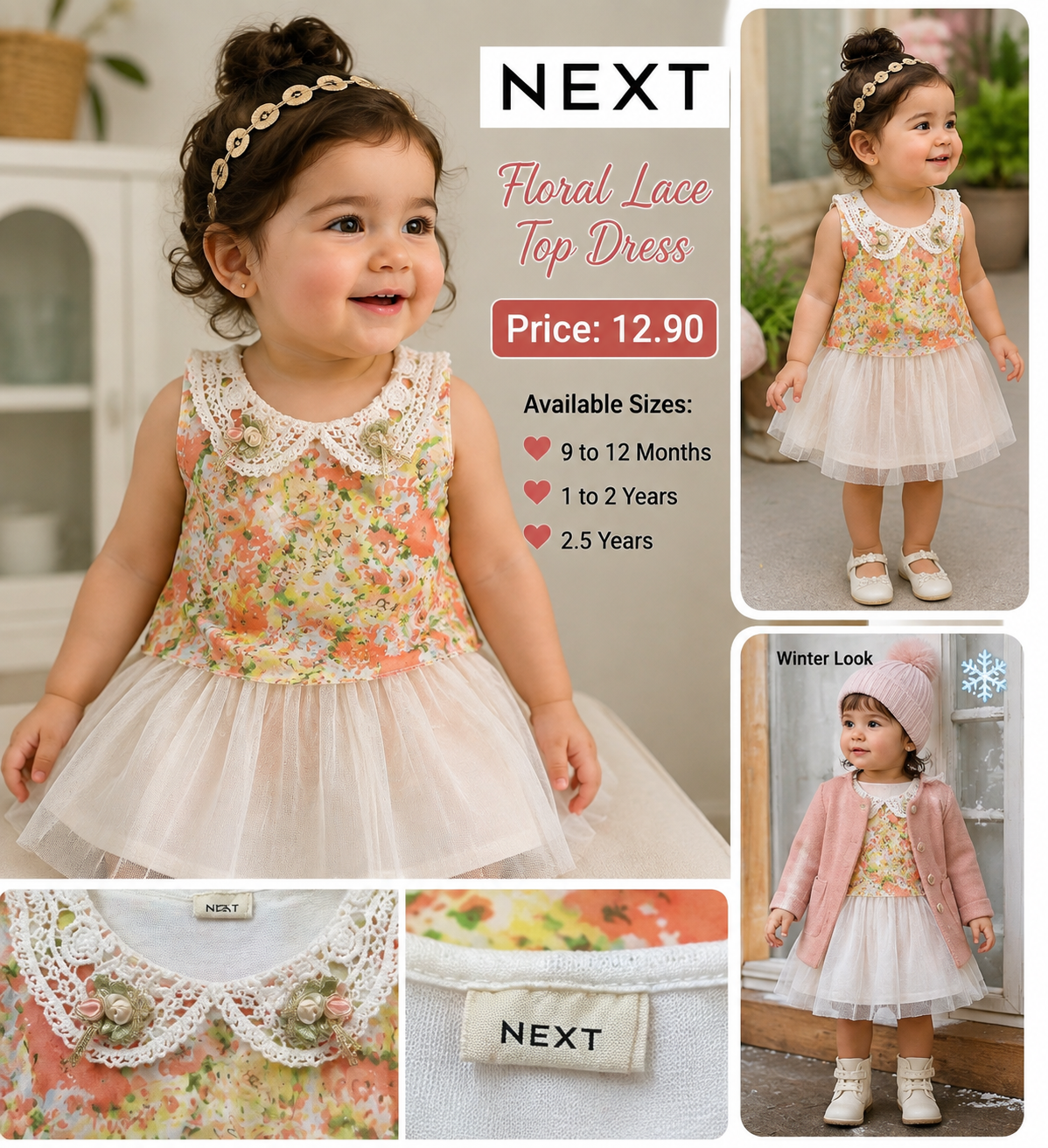 Next Girls Floral Lace Tulle Frock