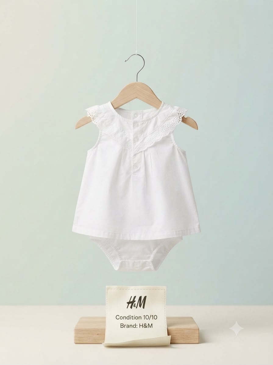 H&M White Baby Romper Dress – Condition 10/10