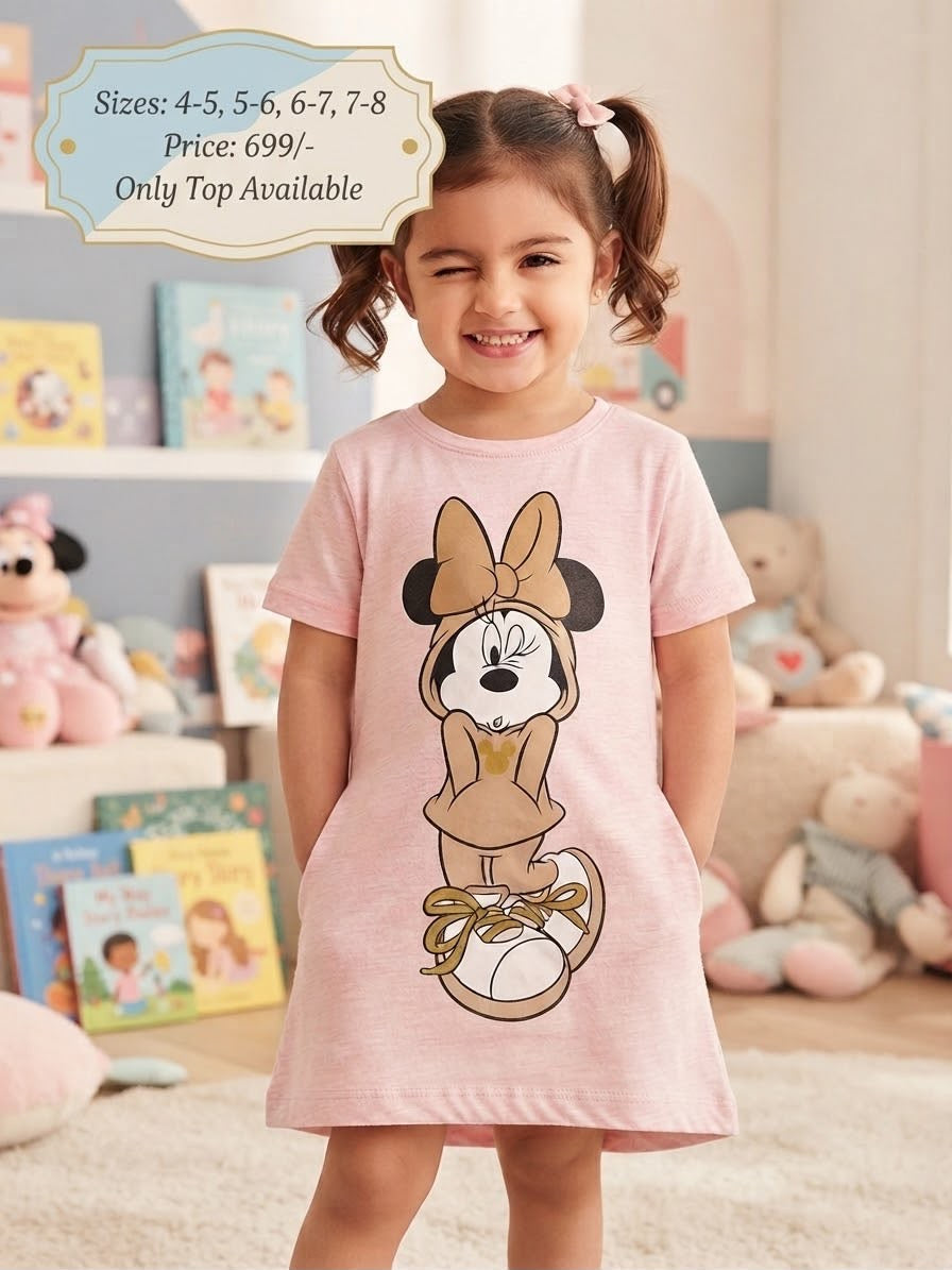 Girls Cute Character Print Long Top