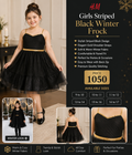 H&M Girls Striped Black Winter Frock
