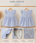 Zara Baby Girl Blue Embroidered Dress | Flutter Sleeve Cotton Frock | Condition 10/10