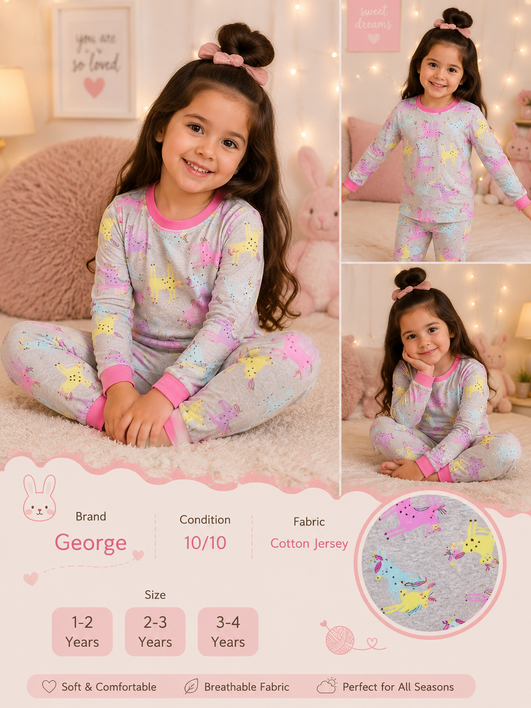 George – Girls Printed Cotton Jersey Pajama Set