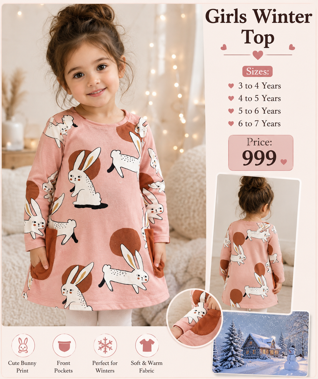 Girls  Bunny Print Top