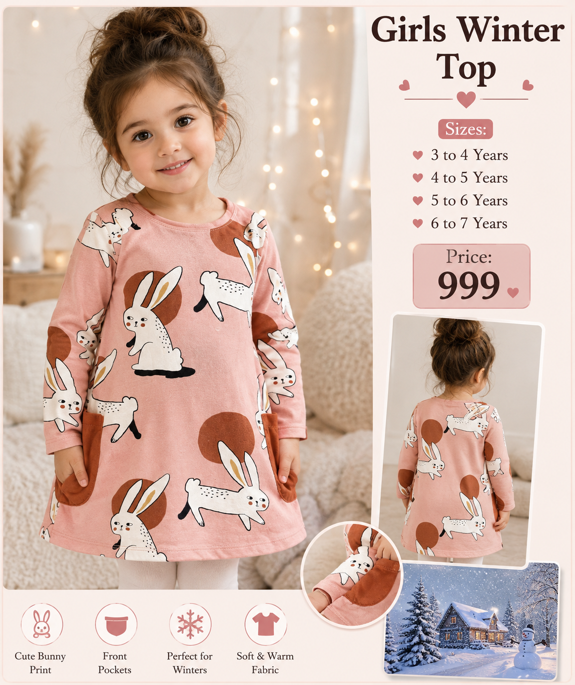 Girls  Bunny Print Top