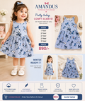 Girls Blue Butterfly Printed Dress