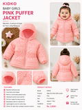 Kidko Baby Girls Pink Puffer Winter Jacket
