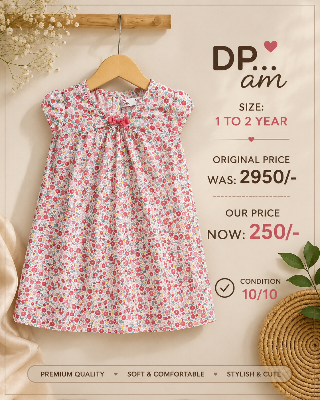 DP…am Girls Floral Dress – Size 1–2 Years | Excellent Condition