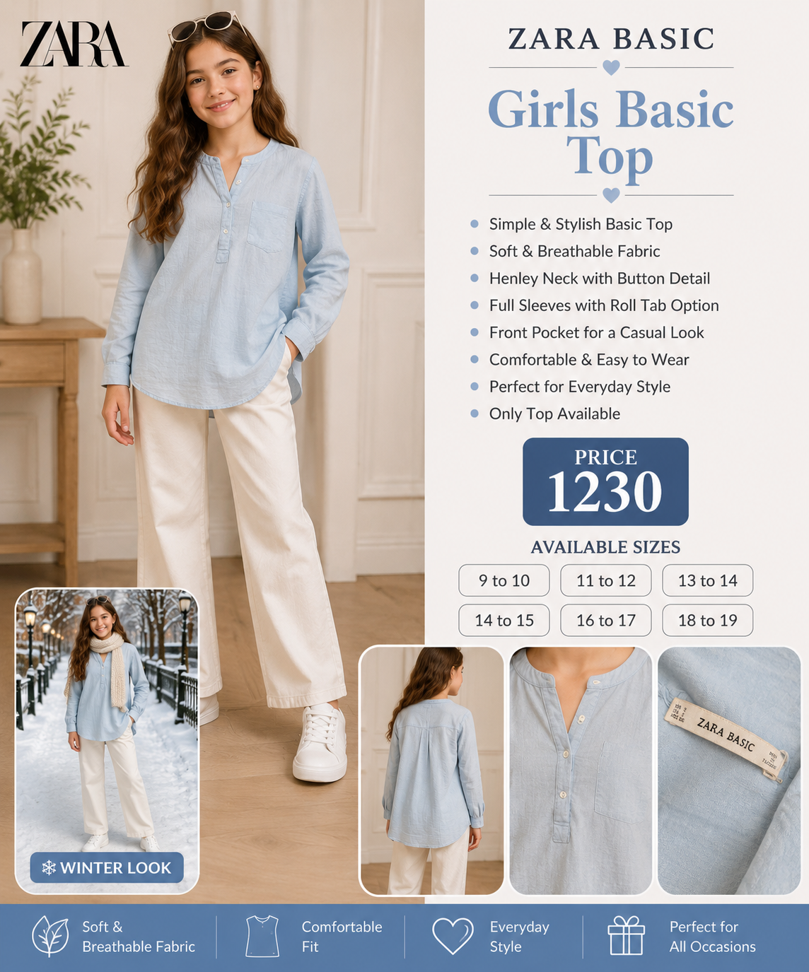 Zara Basic Girls Top