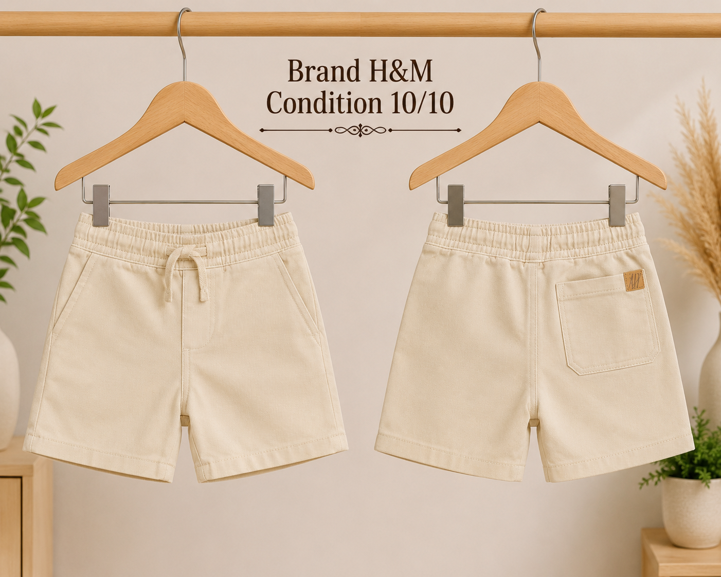 H&M Boys Cream Cotton Shorts | Condition 10/10