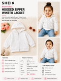 SHEIN Baby Girls White Hooded Zipper Winter Jacket