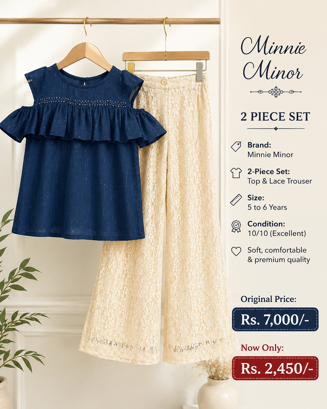 Minnie Minors Girls 2-Piece Outfit – Size 5–6 Years | Premium Condition